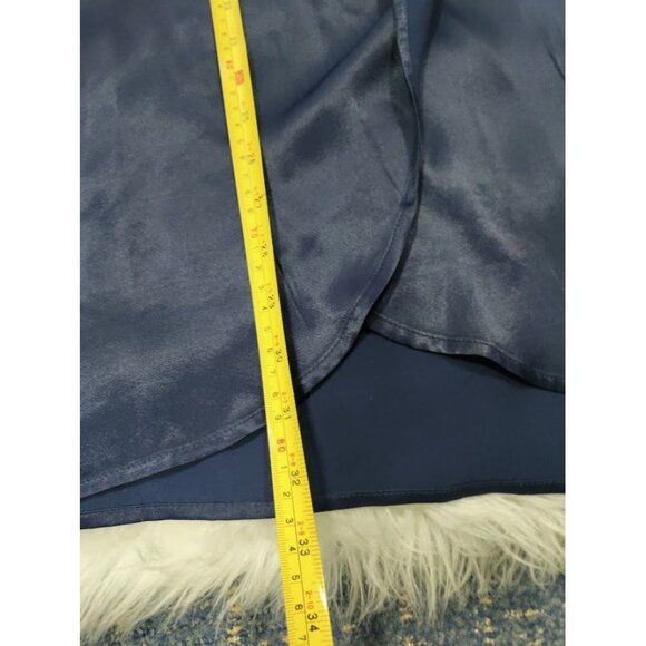 & Other Stories Paris Atelier Blue Satin Wrap Dress Long Sleeve VNeck Tie Waist - Picture 11 of 13